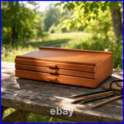 Beech Wood Art Supply Storage Box Beechwood Wooden Art Organizer with Removable