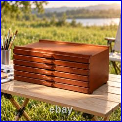 Beech Wood Art Supply Storage Box Beechwood Wooden Art Organizer with Removable