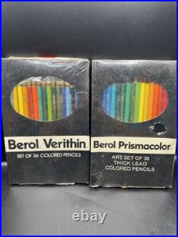 Berol Prismacolor Lot Of 7 Boxes Of Thick Lead Art Pencils Set Vintage USA NEW