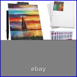 Best Choice Products Portable Wooden French Easel with Beginners Kit 32pc