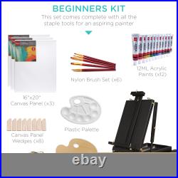 Best Choice Products Portable Wooden French Easel with Beginners Kit 32pc