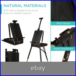 Best Choice Products Portable Wooden French Easel with Beginners Kit 32pc