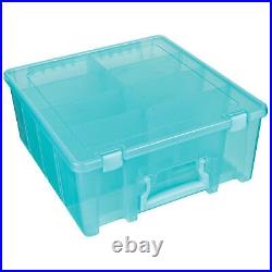 Blue Art Craft Supply Plastic Box Latch Container Storage Removable Divider Case