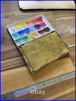Brass watercolor palette travel paint box- handmade! Beautiful. Bijou box