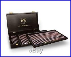 CARAN DACHE LUMINANCE 6901 WOODEN BOX of 76 colour pencils with accessories