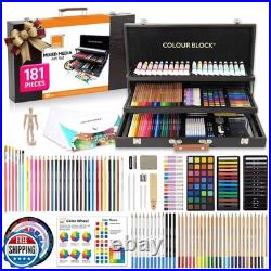 COLOUR BLOCK 181 pc Mixed Media Art Set in Exquisite Wooden Case