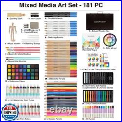 COLOUR BLOCK 181 pc Mixed Media Art Set in Exquisite Wooden Case