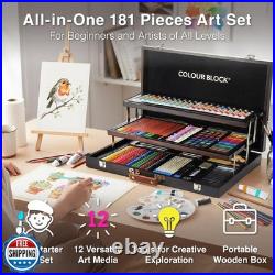 COLOUR BLOCK 181 pc Mixed Media Art Set in Exquisite Wooden Case