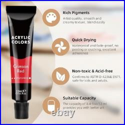 Caja de caballete de madera de haya con 12 pinturas acrílicas, lienzos y pinceles