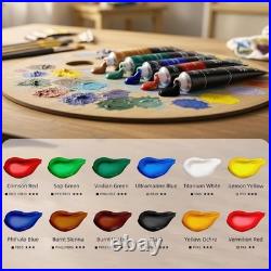 Caja de caballete de madera de haya con 12 pinturas acrílicas, lienzos y pinceles