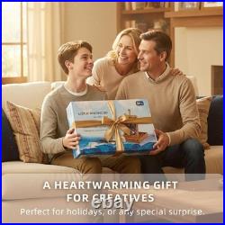 Caja de caballete de madera de haya con 12 pinturas acrílicas, lienzos y pinceles