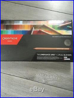 Caran D`ache Luminance 6901 Colour Pencils Box Set of 76 with 2 Full Blenders