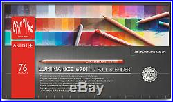 Caran D'ache Luminance Permanent Coloured Pencil 76 Colour Box Set + 2 Blenders