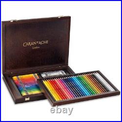 Caran d'Ache Prismalo Colour Pencils 30 + 40 Neocolor II Wax Pastels Wooden Box