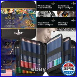 Castle Art Supplies Gold Standard 120 Coloring Pencils Set with Extras, Oil-b Castle Art Supplies Gold Standard 120 Coloring Pencils Set with Extras, Oil-b