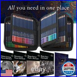 Castle Art Supplies Gold Standard 120 Coloring Pencils Set with Extras, Oil-b