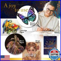 Castle Art Supplies Gold Standard 120 Coloring Pencils Set with Extras, Oil-b