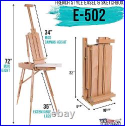 Coronado Small Box Wooden French Style Field and Studio Sketchbox Easel with Dra