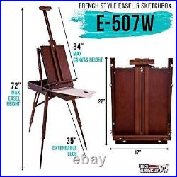Coronado Walnut Easel, Large Adjustable Wooden French Style Field and Studio