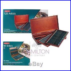 DERWENT ARTISTS LUXURY WOODEN BOX of blendable, colour pencils in 2 box sizes