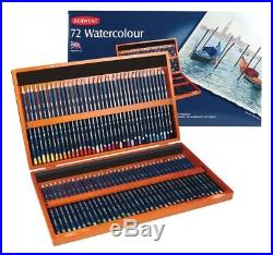 DERWENT WATERCOLOUR LUXURY WOODEN BOX of 72 smooth, vibrant colour pencils