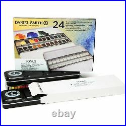 Daniel Smith 24 Watercolour Hand Poured Half Pan METAL BOX Set +BONUS Metal Box
