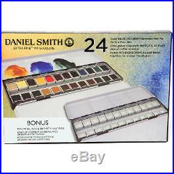 Daniel Smith 24 Watercolour Hand Poured Half Pan METAL BOX Set +BONUS Metal Box