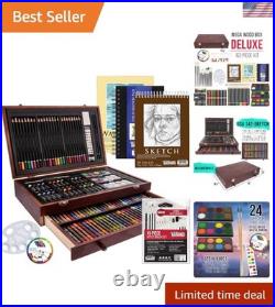 Deluxe 162-Piece Art Kit for Adults Watercolors, Pastels & More in Wood Case