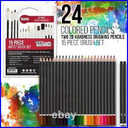 Deluxe 162-Piece Art Kit for Adults Watercolors, Pastels & More in Wood Case