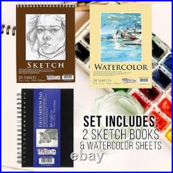 Deluxe 162-Piece Art Kit for Adults Watercolors, Pastels & More in Wood Case