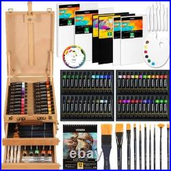 Deluxe Acrylic Paint Kit with Tabletop Easel Box, 74 Pcs Painting Kit with 48 Deluxe Acrylic Paint Kit with Tabletop Easel Box, 74 Pcs Painting Kit with 48