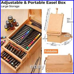 Deluxe Acrylic Paint Kit with Tabletop Easel Box, 74 Pcs Painting Kit with 48