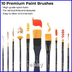 Deluxe Acrylic Paint Kit with Tabletop Easel Box, 74 Pcs Painting Kit with 48