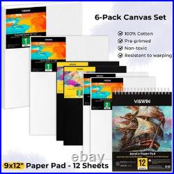 Deluxe Acrylic Paint Kit with Tabletop Easel Box, 74 Pcs Painting Kit with 48