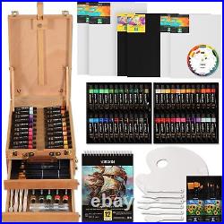 Deluxe Acrylic Paint Set, 74 Pcs Complete Art Supplies with Tabletop Sketch B