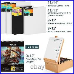 Deluxe Acrylic Paint Set, 74 Pcs Complete Art Supplies with Tabletop Sketch B