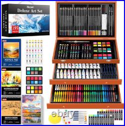 Deluxe Art Set, 195-Pack Artist Gift Box, Arts and Crafts Drawing Painting Kit A