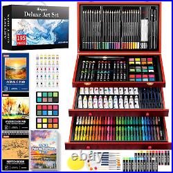 Deluxe Art Set, 195-Pack Artist Gift Box, Arts and Crafts Drawing Painting Kit A