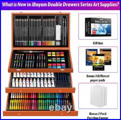 Deluxe Art Set, 195-Pack Artist Gift Box, Arts and Crafts Drawing Painting Kit A