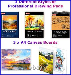 Deluxe Art Set, 195-Pack Artist Gift Box, Arts and Crafts Drawing Painting Kit A
