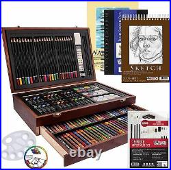 Deluxe Art Set Art Supplies Painting Drawing 162 Pcs Kit Wood Box Paints Brushes