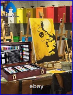 Deluxe Art Set in Wooden Case, Portable Art Painting Kit Includes Acrylic & Wate