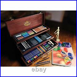 Deluxe Artist Drawing Sketching Kit Wood Box 134 Piece Art Supplies Craft Gift