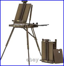 Deluxe Beech Wood French Easel with Metal Tray Portable for Outdoor Painting