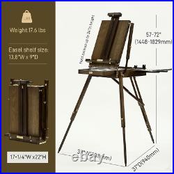 Deluxe Beech Wood French Easel with Metal Tray Portable for Outdoor Painting