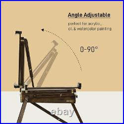 Deluxe Beech Wood French Easel with Metal Tray Portable for Outdoor Painting