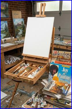 Deluxe Vintage French Box Field Easel Solid Wood Undercarriage Bob Ross Oils