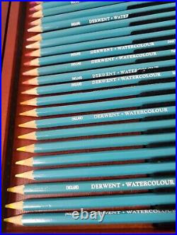 Derwent Fine Art Watercolour Pencils Set withWooden Box72EUC Made in England