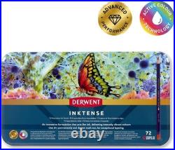 Derwent Inktense Colored Pencils 72-Piece Water Soluble Metal Tin Art Set Derwent Inktense Colored Pencils 72-Piece Water Soluble Metal Tin Art Set