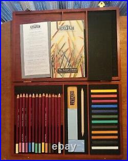 Derwent Pastel Collection Wooden Box plus, studio pencils, sketch pad, near new